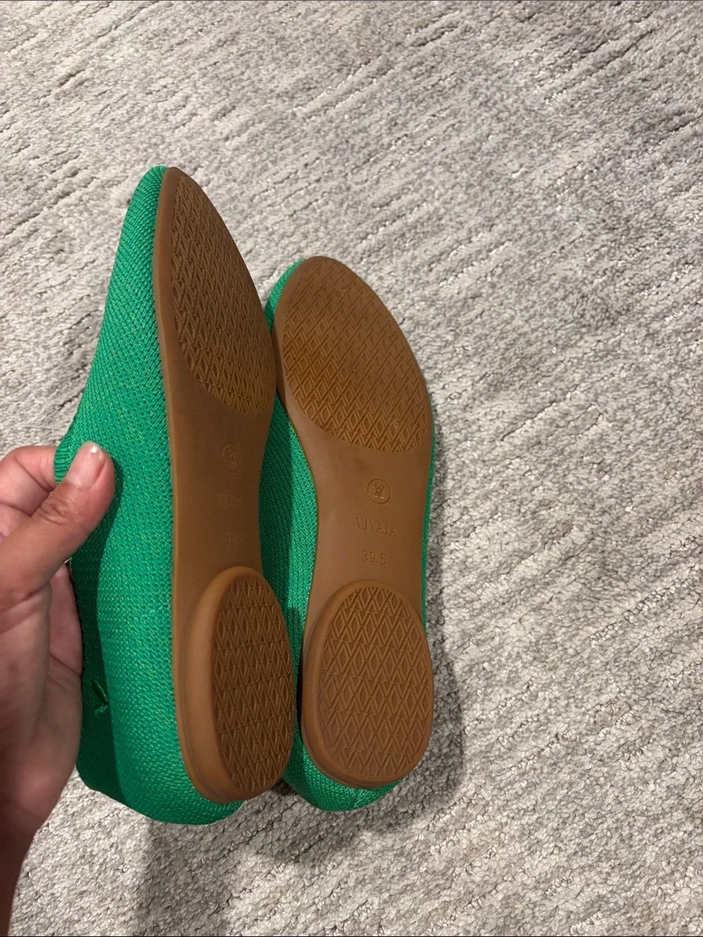 Vivaia Green Knit Ballet Flats — Comfortable Everyday Women’s Shoes size 39.5
